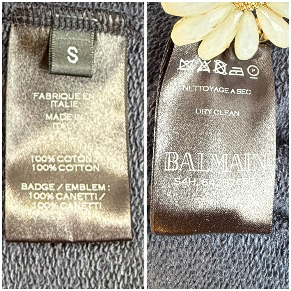 ⭐️ BALMAIN #ed Serial ⭐️ Crest 3ZIP Metallic French Navy Unisex Cotton - Picture 7 of 15